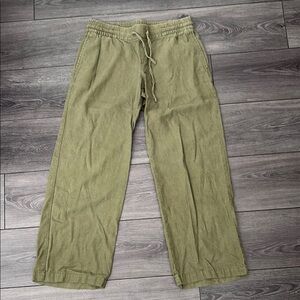 Olive Green Women’s Linen Blend Pants